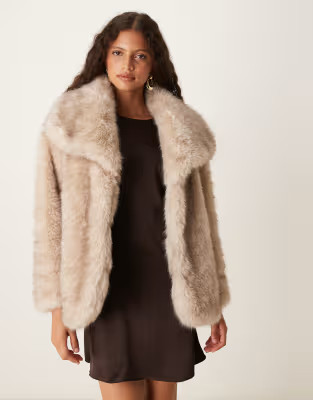 Pretty Lavish faux fur coat in stone | ASOS | ASOS (Global)
