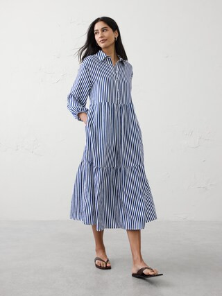 Tiered Midi Shirtdress | Banana Republic Factory