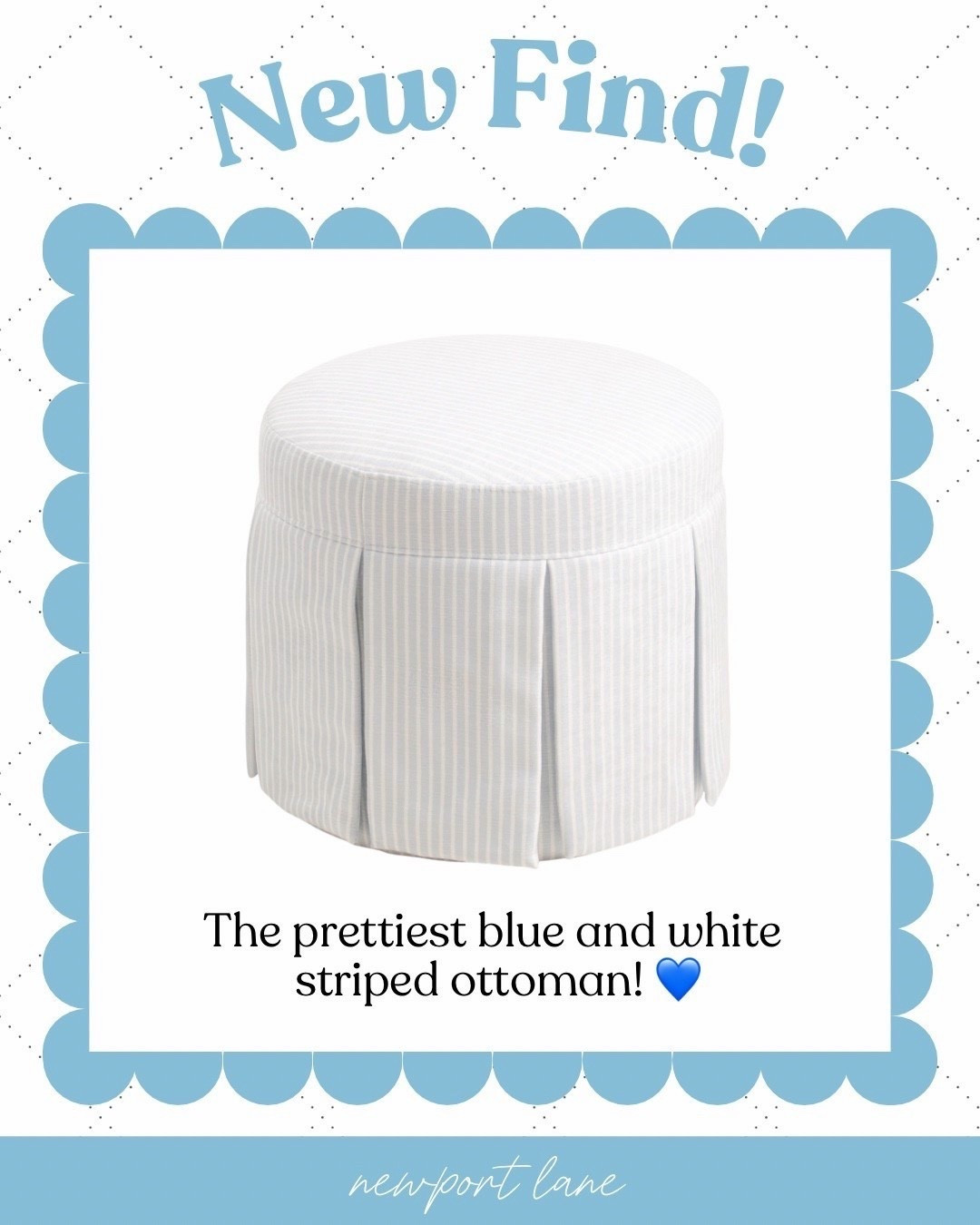 A blue and white striped skirted ottoman that looks SO much more expensive than it is 🌊 I am completely obsessed with this one — the classic stripe, the skirted detail, the coastal charm are all giving Hamptons living room and the price tag is shockingly good. Use it as a coffee table, extra seating, or a footrest and watch it completely transform your space. Linked below! @TJ Maxx @Marshalls 



#LTKU #LTKHome #LTKSaleAlert