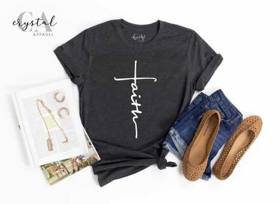 Faith T-shirt, Jesus, Christian Shirt, Faith Shirt, Vertical Cross, Cross, Faith Cross, Religious... | Etsy (US)