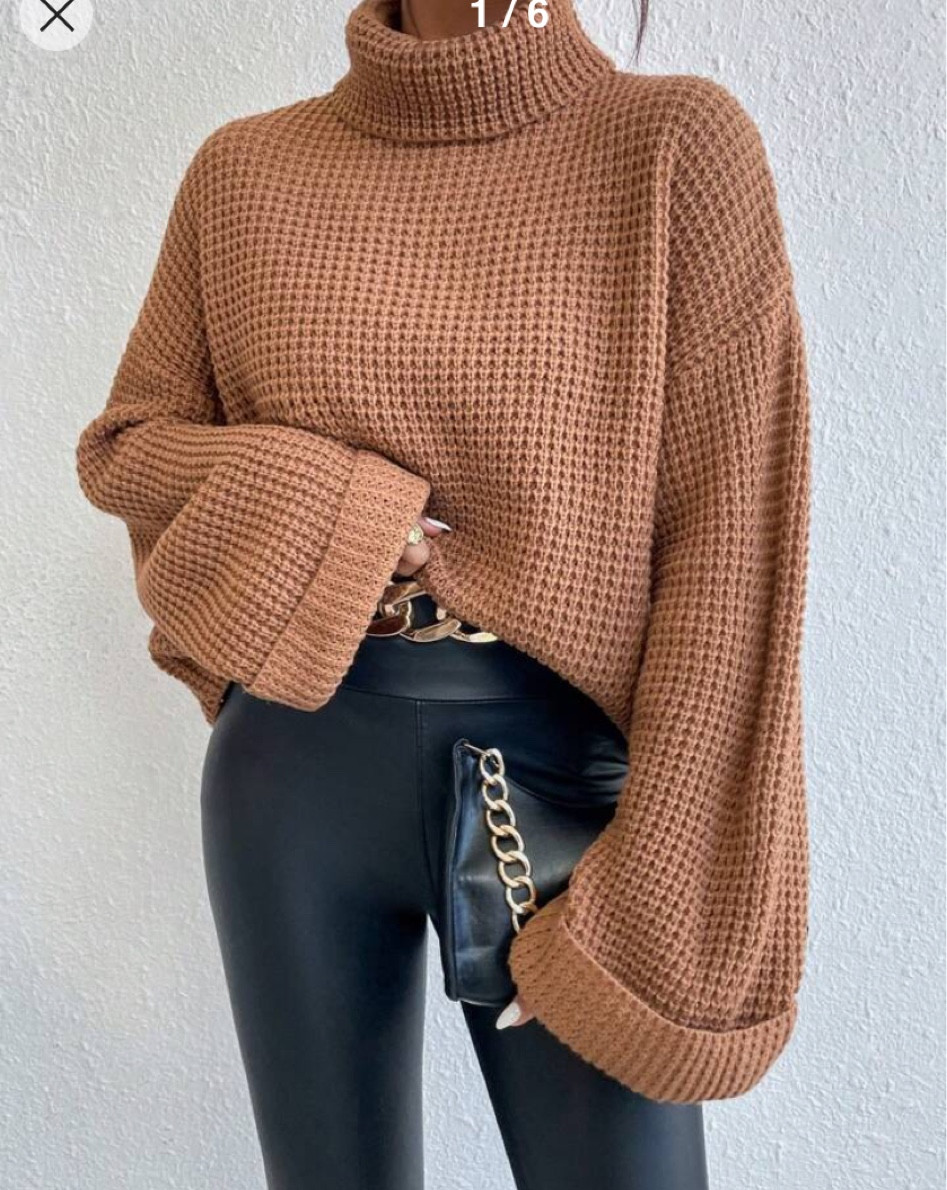 Shein Saturday! Waffle knit cowl neck sweater 