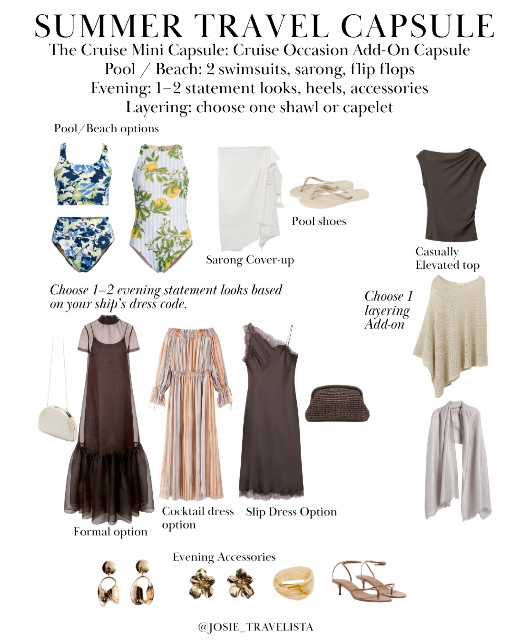 Cruise capsule add-ons for Europe summer travel

Your core capsule stays the same—this is just the add-on.

For cruises, I layer in:
• swim + cover-ups
• 1–2 evening looks
• simple accessories

Lightweight extras that complete your Europe cruise travel wardrobe without overpacking.

#LTKOver40 #LTKTravel