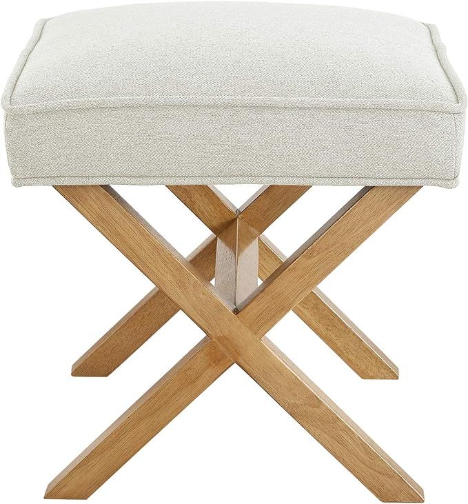Amazon Brand – Rivet Mid-Century Modern X Stool Ottoman Chair, 20" W, Ivory | Amazon (US)
