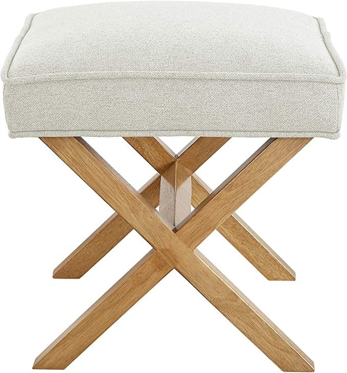 Amazon Brand – Rivet Mid-Century Modern X Stool Ottoman Chair, 20" W, Ivory | Amazon (US)