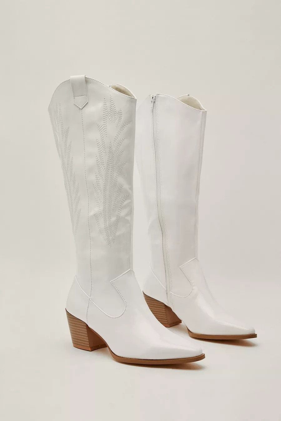 Faux Leather Knee High Cowboy Boots | Nasty Gal (US)