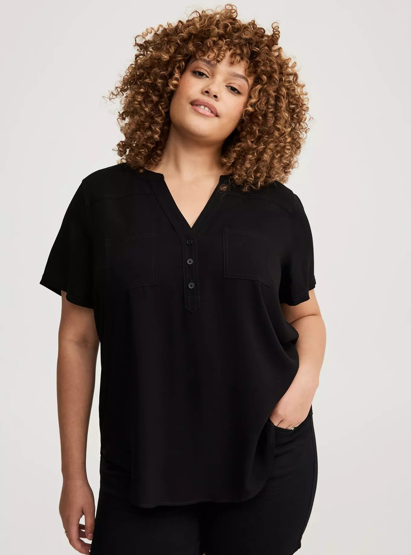 Harper Challis Short Sleeve Blouse | Torrid (US & Canada)