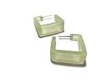 Sage Green Square Cubist Lucite Hoop Earrings | Amazon (US)