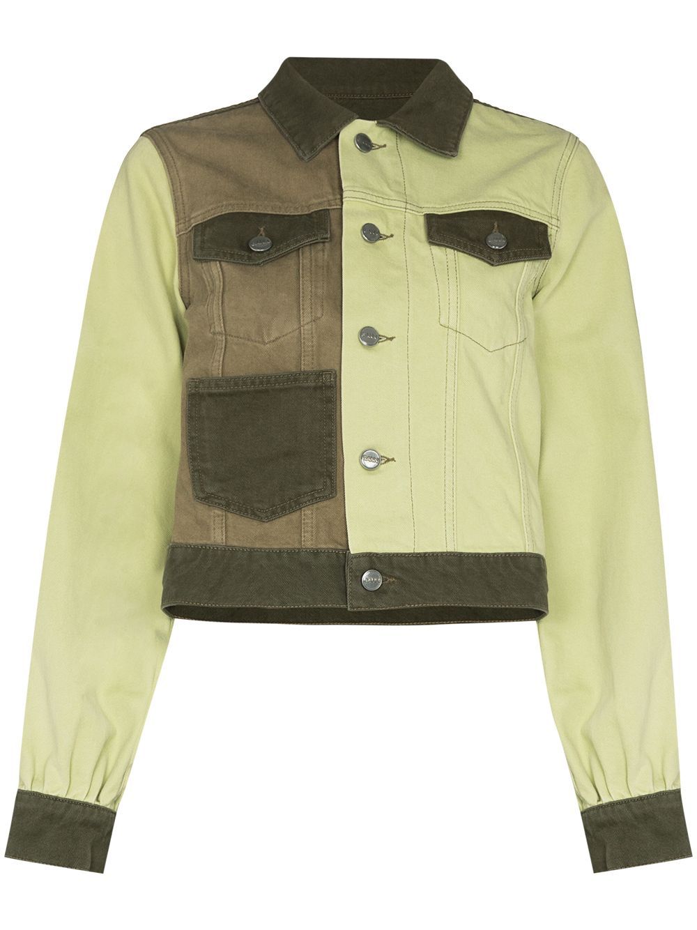 GANNI Colour Block Denim Jacket - Farfetch | Farfetch Global