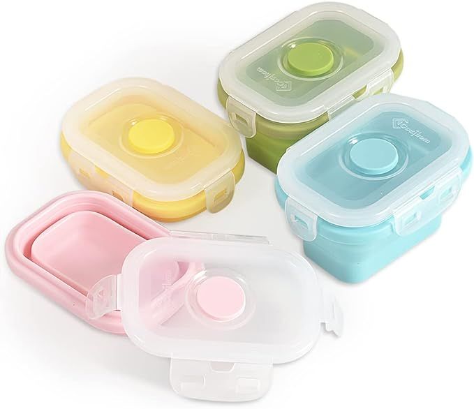 Collapsible Silicone Food Storage Container, Portion Control Container with Clip-on Lid, Stackabl... | Amazon (US)