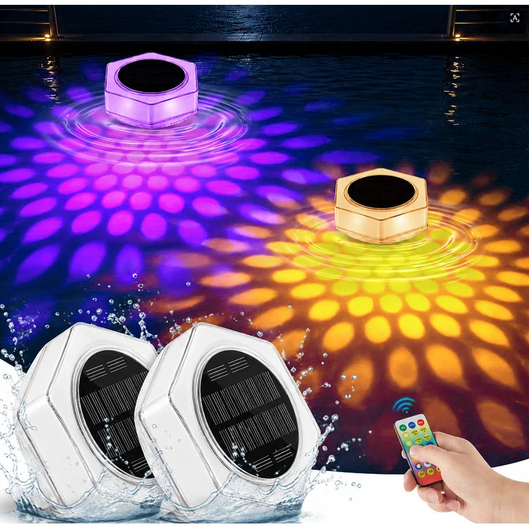 Panpaddle 2 Pack Solar Floating Pool Lights with Remote Control, Waterproof Pool Lights with RGB ... | Walmart (US)