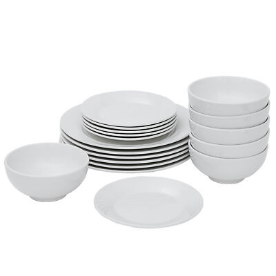 18-Piece Dinnerware Set Round Dinner Plates Dish Service For 6 White | eBay AU