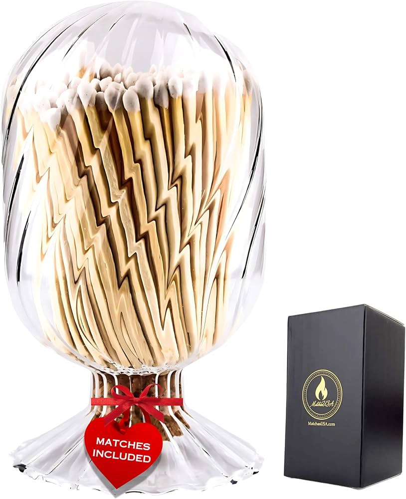 Includes Matches ! | Helix Shaped Glass Matches Cloche | Spiral Decorative Match Holder Jar for C... | Amazon (US)