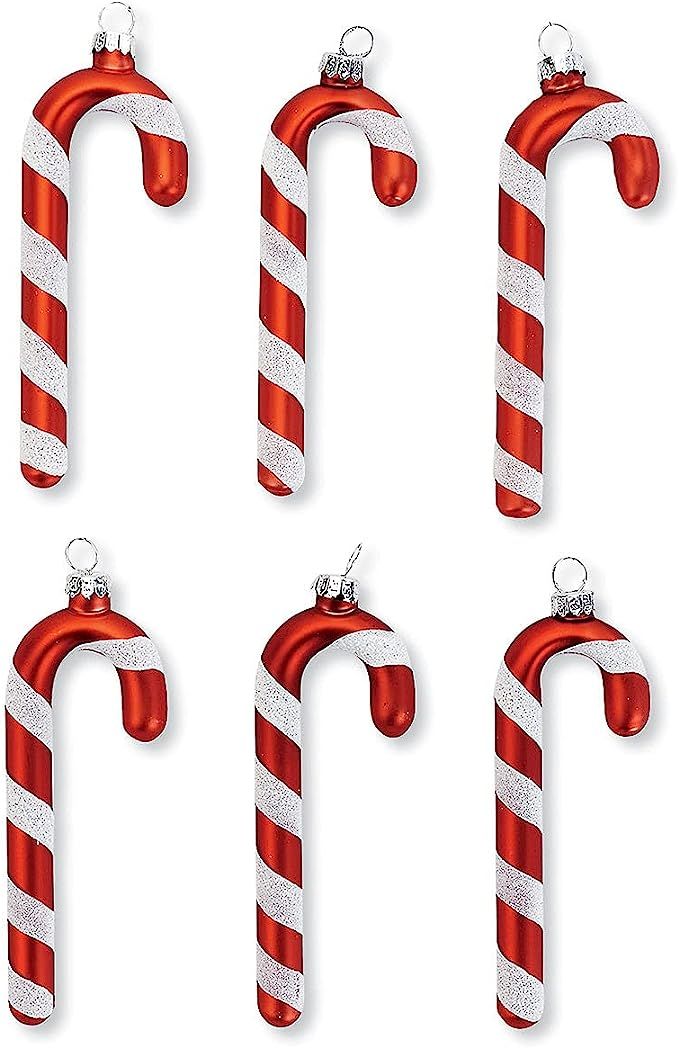 CURRENT Candy Cane Glass Christmas Ornaments- Set of 6, 4 inch, Holiday Festive Party Home Décor... | Amazon (US)