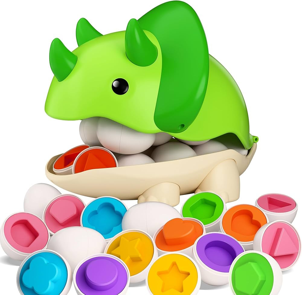iPlay, iLearn Toddler Matching Eggs, Dinosaur Easter Egg Toy, Baby Learning Educational Shape Sor... | Amazon (US)