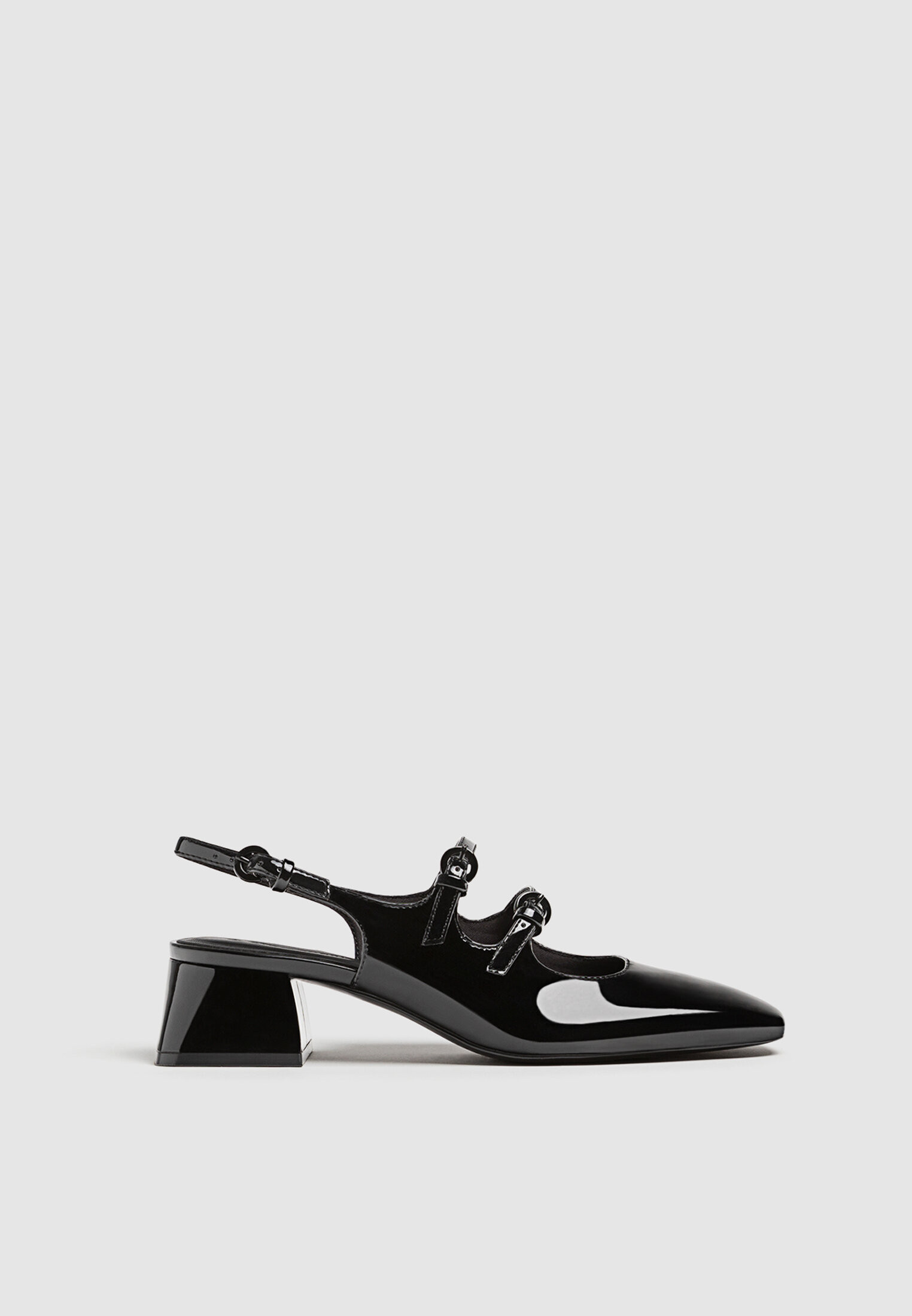 Black high-heel slingback ballerina-style shoes - Women's fashion | Stradivarius United Kingdom | Stradivarius (UK)