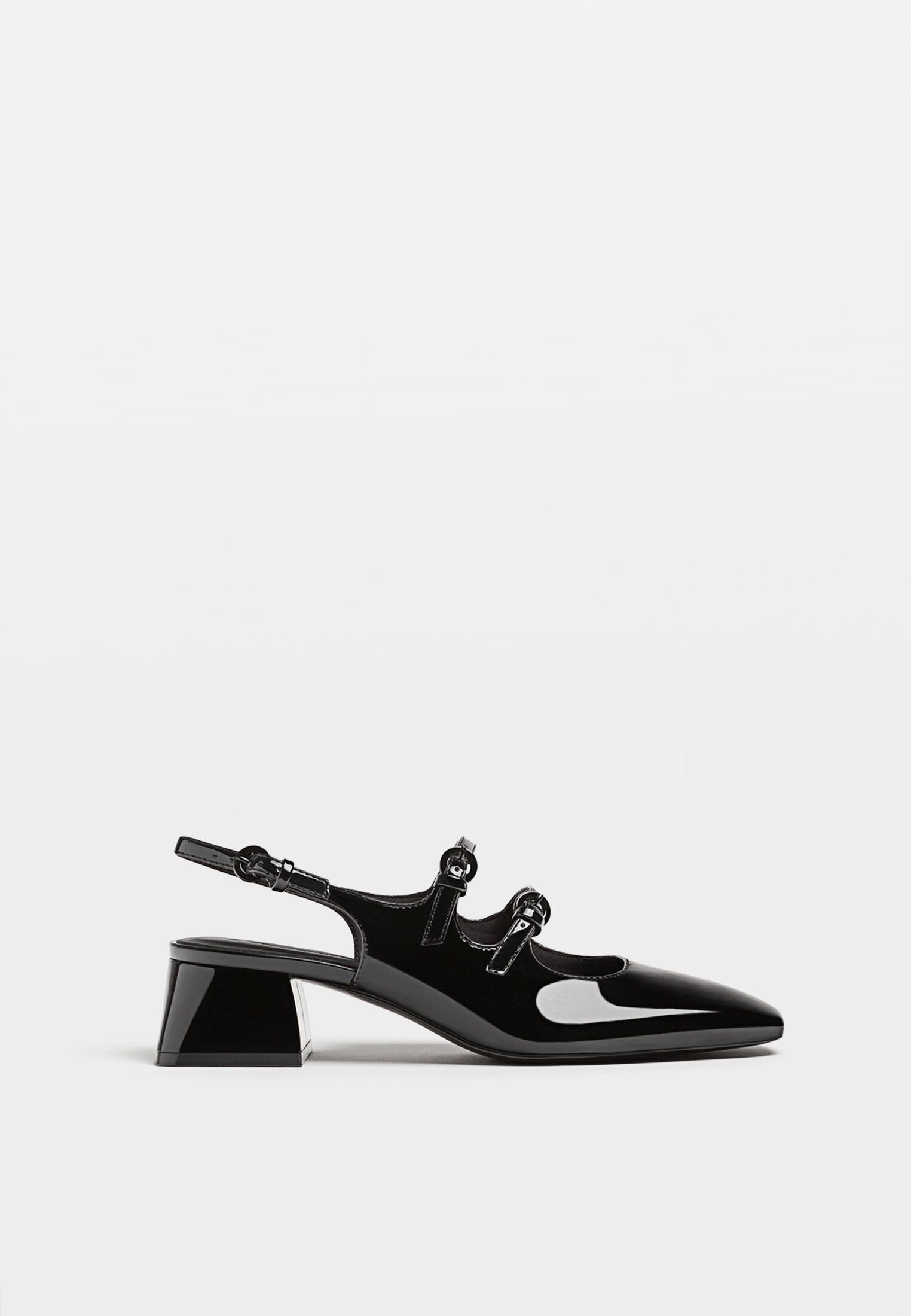 Black high-heel slingback ballerina-style shoes - Women's fashion | Stradivarius United Kingdom | Stradivarius (UK)