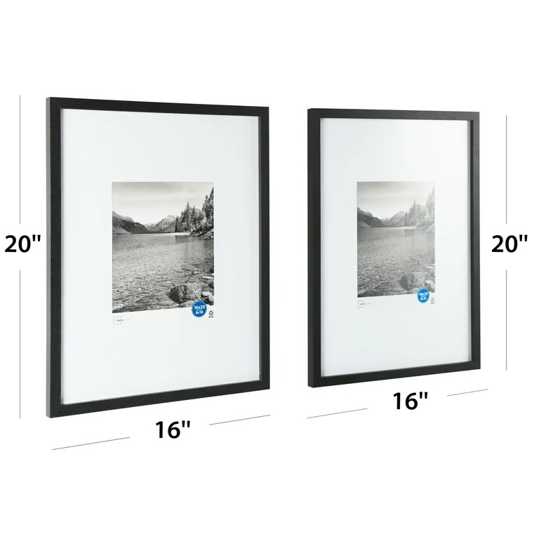 Mainstays 16"x20" Black 2 PC Frame Set, Matted for 8"x10" Pictures - Walmart.com | Walmart (US)