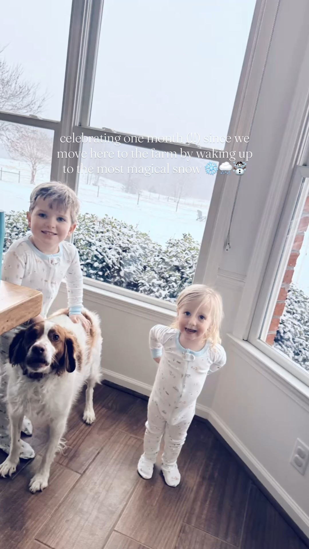 Woke up to a winter wonderland here on the farm this morning ☃️🌨️ And these little snow babies 👶🏼❄️👶🏼❄️🐶 sure were excited 🥰 to wake up to see this blanket of pure white S N O W 🤍 (not ice 🧊 this time !! 🤭) outside our windows!!! 🪟 What a dream 💭 and gift 🎁 from God to have our first **real** S N O W to celebrate 🎉 exactly (!!) one month (today!) since we moved here!!! 🏡 #onemonthonthefarm #firstrealsnow #firstsnowonthefarm #godsgift #onemonthinourforeverhome 

Happy happy snow day, y’all!!! ❄️🌨️☃️ Our hearts are beyond full 🥰 and oh so excited to bundle up 🧣 and play in this powdery 🤍 magic all day long!!! 🪄 The kind of snow day you dream about as a child… can’t believe this is real life!!! So beautiful!!!!! ❄️❄️❄️❄️❄️❄️

#LTKSeasonal #LTKKids #LTKmomlife