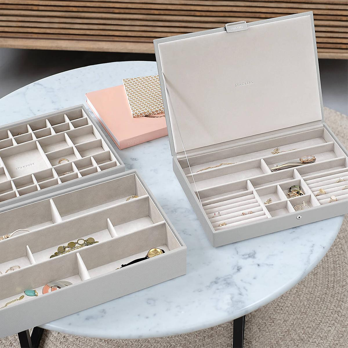 Stackers Pebble Grey Supersize Jewelry Box Collection | The Container Store