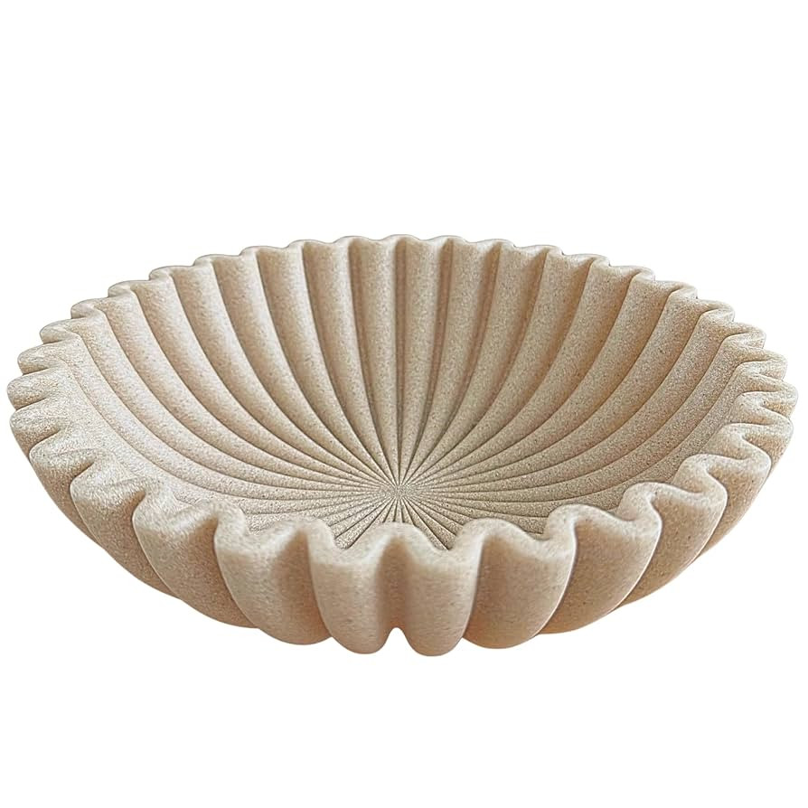 OAKOA Beige Resin Large Decorative Bowls for Home Decor - Decorative Bowl for Keys Entryway Table... | Amazon (US)