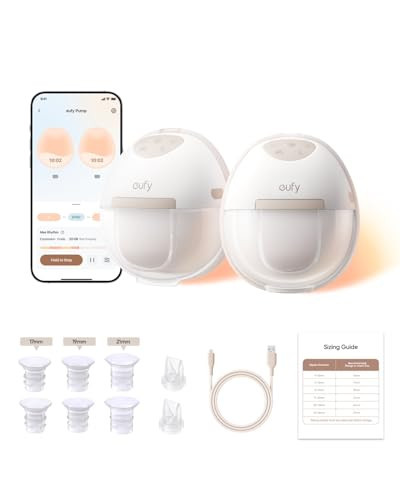 eufy Security Heated Breast Pump Hands-Free E20, Wearable with Innovative HeatFlow, 3 Heat Levels, Optimized Rhythm via App, Hospital-Grade Suction, Leakproof, Ultra-Slim and Quiet for in-Bra Use | Amazon (US)