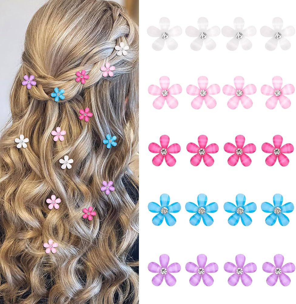 YISSION Colorful Rhinestone Hair Accessories - Mini Flower Hair Clips, Pins & Barrettes for Weddi... | Amazon (US)