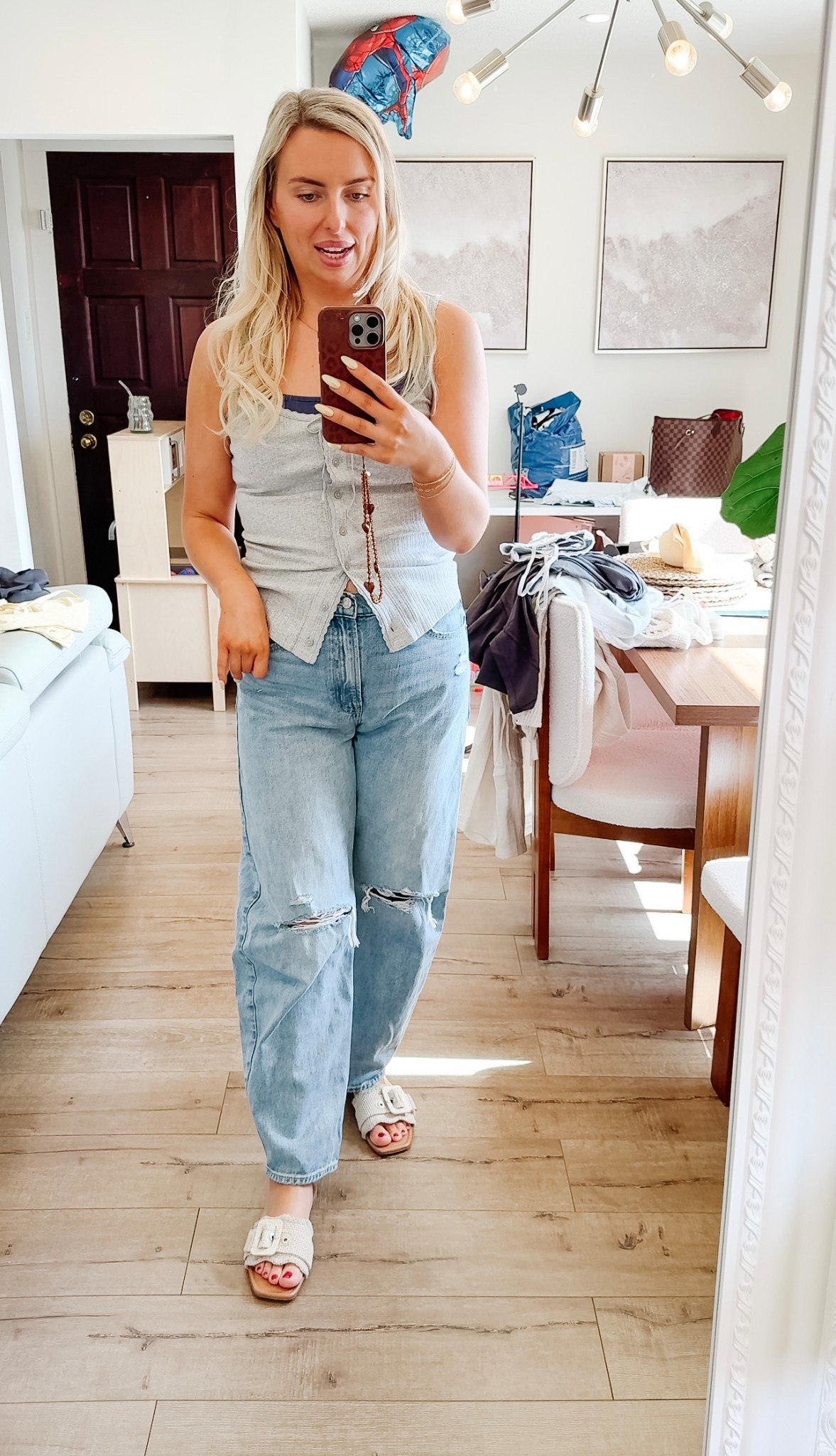 Spring outfit
Ripped barrel jeans
Viral tank top

Size 30 jeans and large tops 

#LTKFindsUnder50 #LTKMidsize #LTKSaleAlert