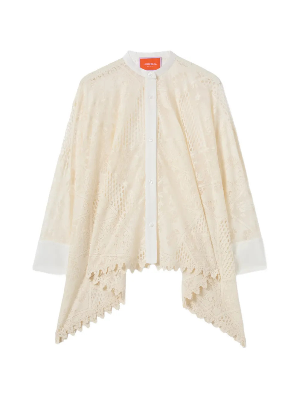 La DoubleJ lace collared shirt - Neutrals | Farfetch Global
