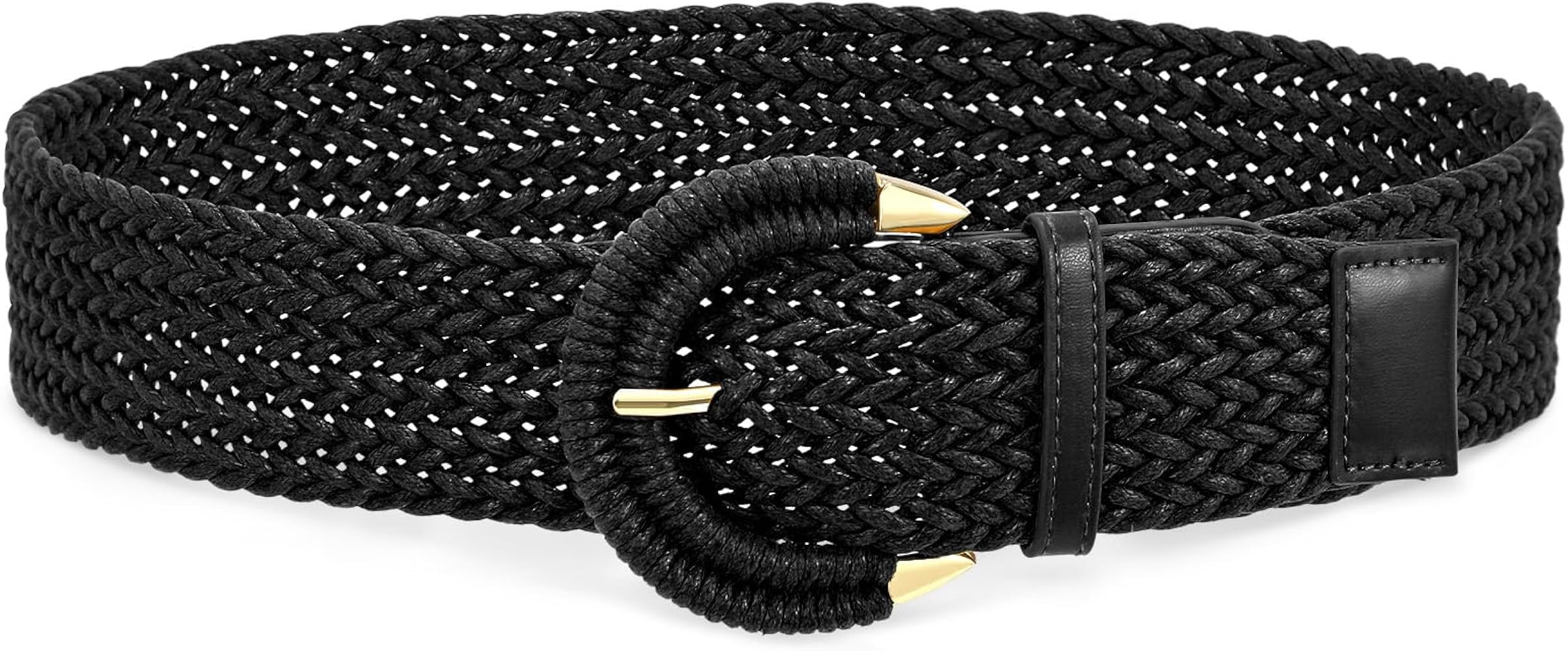 SANSTHS Women Braided Rattan Wide Belt Woven Waist Belt With Half-Circle Buckle for Summer Dress ... | Amazon (US)
