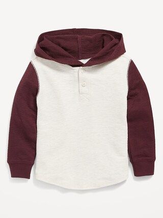 Unisex Color-Blocked Thermal-Knit Henley Hoodie for Toddler | Old Navy (US)
