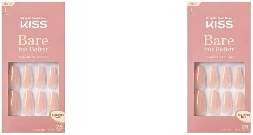KISS Bare But Better TruNude Fake Nails Nude Nail Shades Manicure Set, Nude Drama', 28 Chip Proof... | Amazon (US)