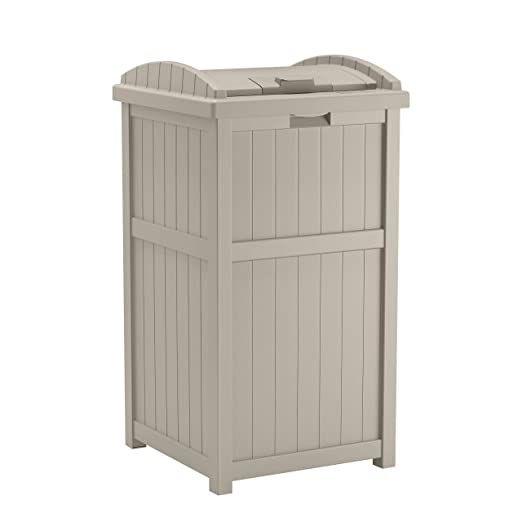 Suncast 33 Gallon Hideaway Trash Can for Patio - Resin Outdoor Trash with Lid - Use in Backyard, ... | Amazon (US)