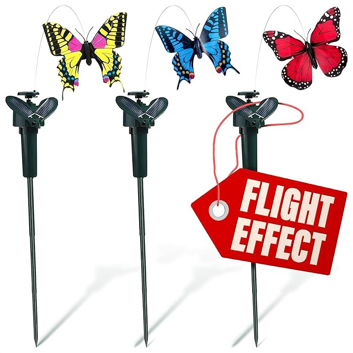 3 Pcs Flying Butterflies for Centerpieces \u2013 Wings Flutter in Sunlight, 3 Bright Colors \u201... | Amazon (US)