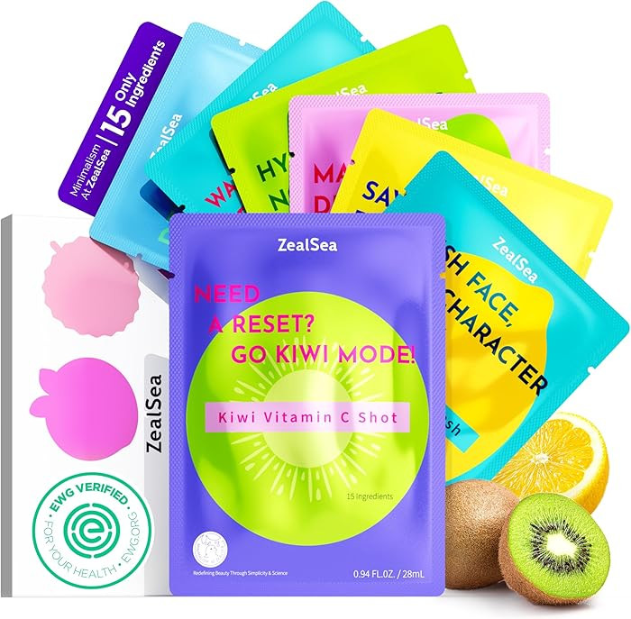 ZealSea Clean Beauty Face Masks Skincare, Minimalism 15 Ingredients Sheet Mask, Deep Hydration Fa... | Amazon (US)