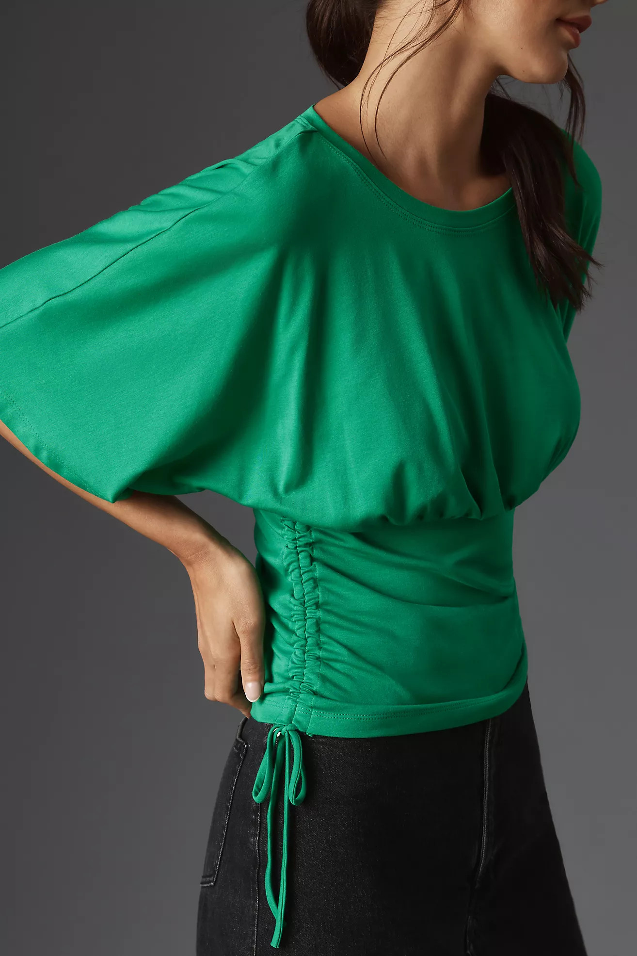 Maeve Short-Sleeve Side-Tie Top | Anthropologie (US)