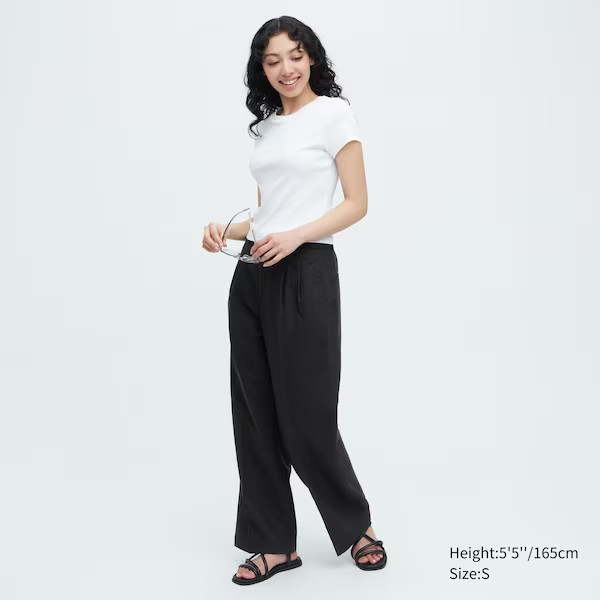 Linen Blend Tucked Wide Pants | UNIQLO (US)