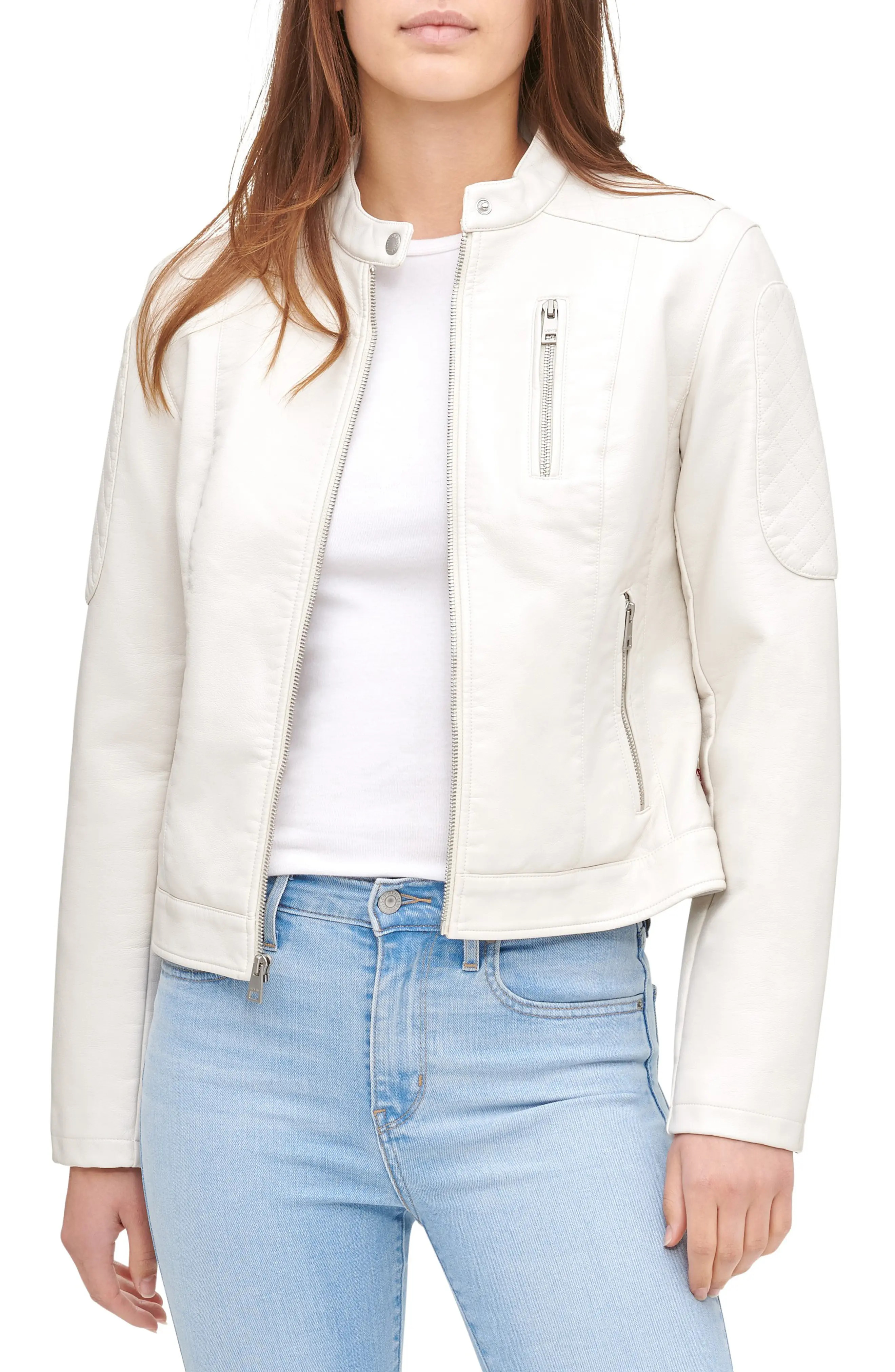 Plus Size Women's Levis Faux Leather Moto Jacket, Size 2X - White | Nordstrom
