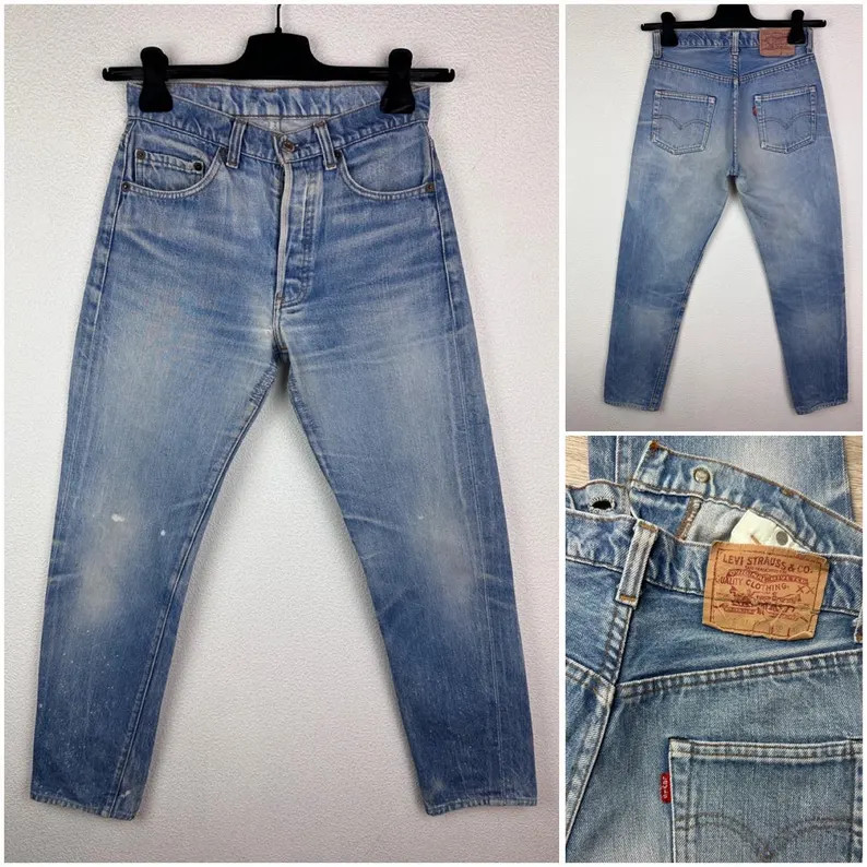 Levi's 501 Vintage W24/25 L28 Jeans, 501s Blue Stonewash Faded 80s Levi's Slim Skinny Buttonfly D... | Etsy (Global)