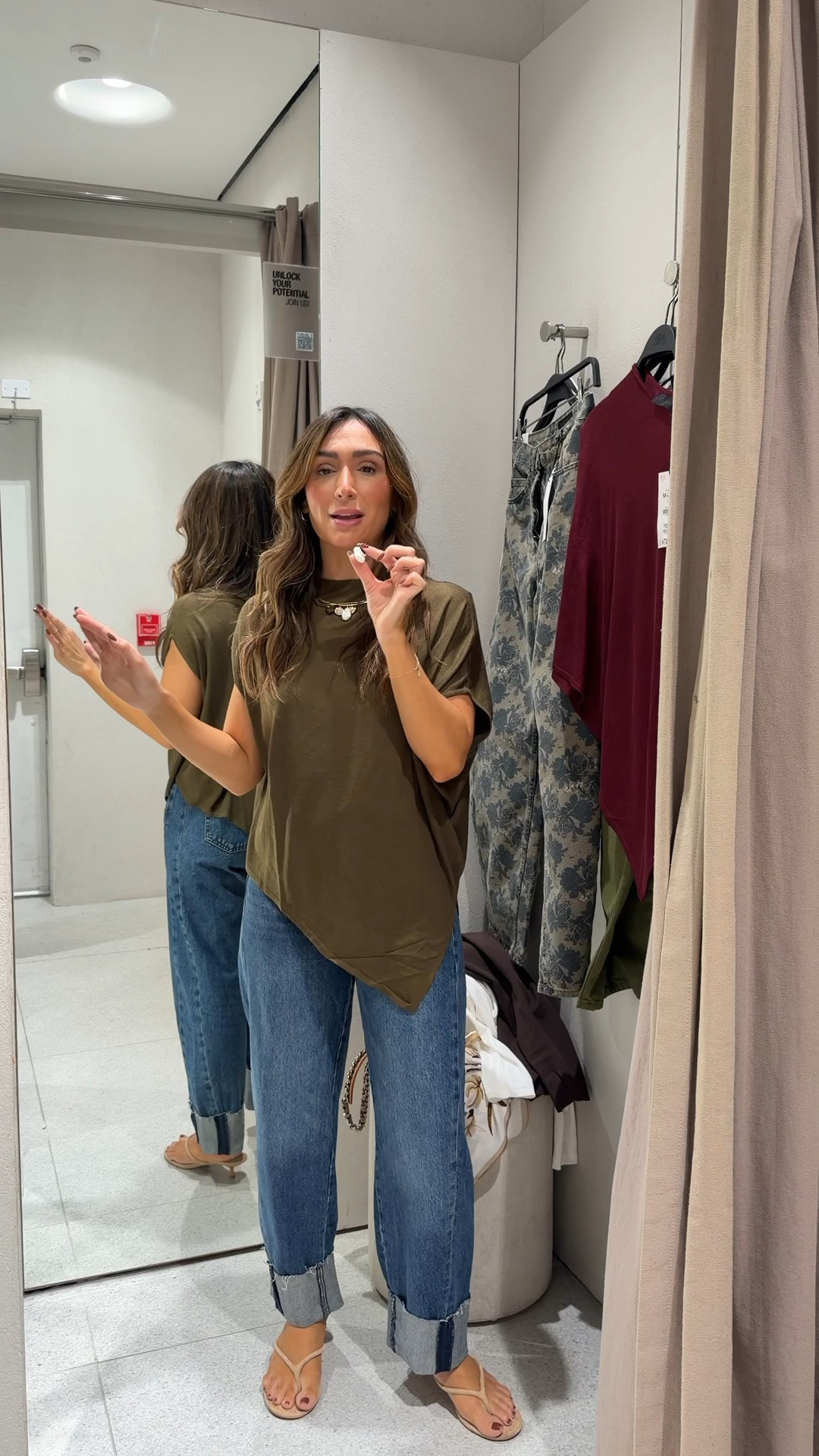 Size m top and 2 jeans