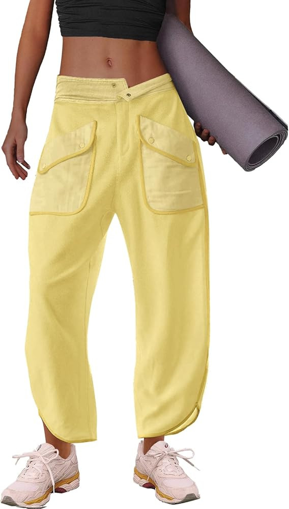 LAMISSCHE Oversized Barrel Lounge Pants Women Wide Leg Sweatpants with Pockets Baggy Cropped Pant... | Amazon (US)
