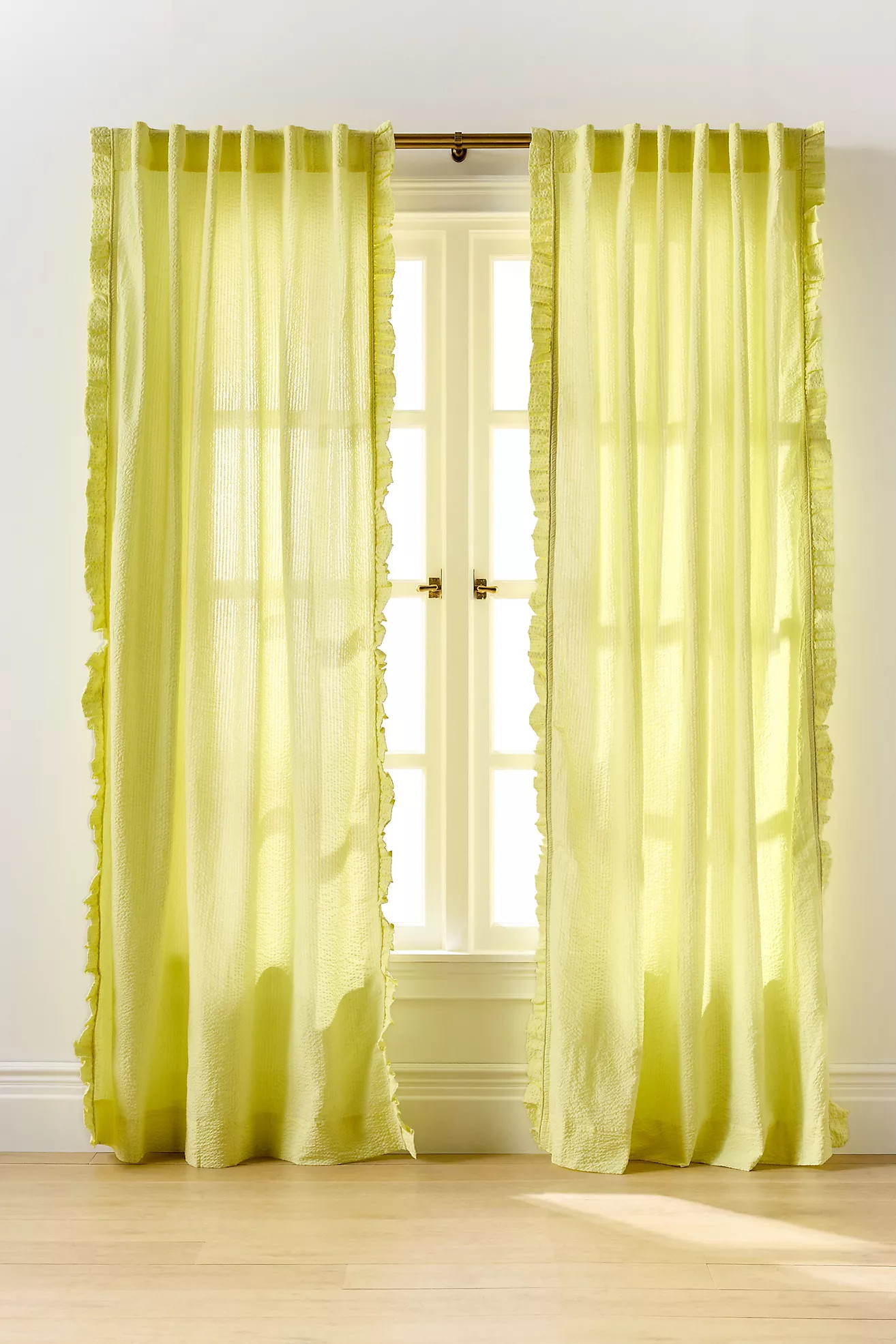 Seersucker Cotton Ruffle Curtain | Anthropologie (US)