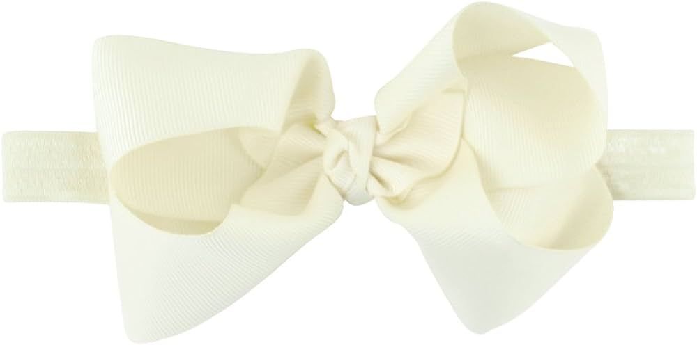 RuffleButts® Girls Ivory Bow Headband - One Size | Amazon (US)