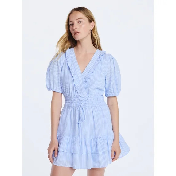 Free Assembly Women's Tiered Ruffle Mini Dress with Short Puff Sleeves, Sizes XS-XXL | Walmart (US)