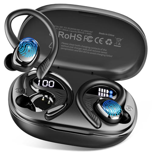 Wireless Earbuds Bluetooth 5.4 Headphones Sport, 2025 Bluetooth Earbuds with Earhooks, 50H Stereo Over Ear Buds, Earphone with 4 ENC Noise Canceling Mic, IP7 Waterproof Headset for Running/Gym/Workout | Amazon (US)