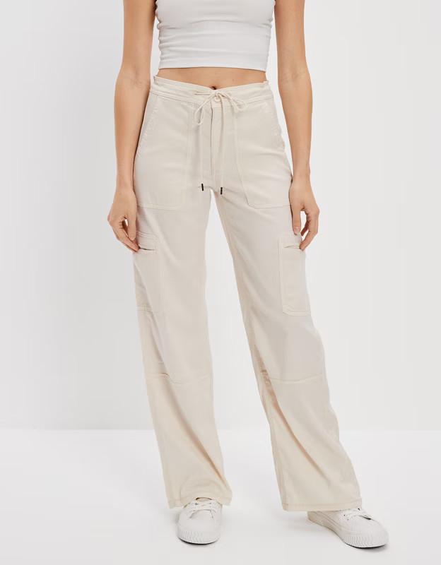 AE Dreamy Drape Stretch Super High-Waisted Baggy Wide-Leg Pant | American Eagle Outfitters (US & CA)
