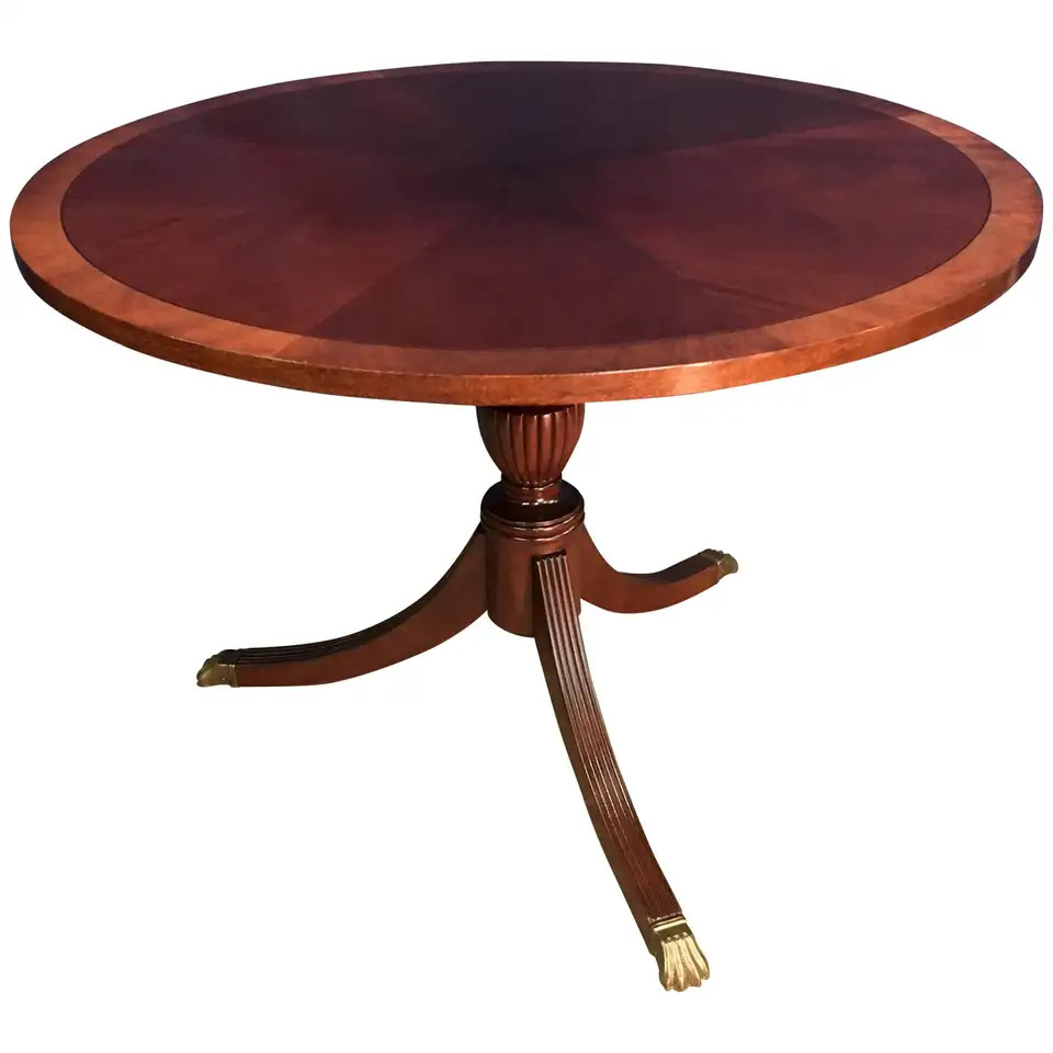 42 inch Round Mahogany Georgian Style Accent Foyer Table by Leighton Hall | 1stDibs
