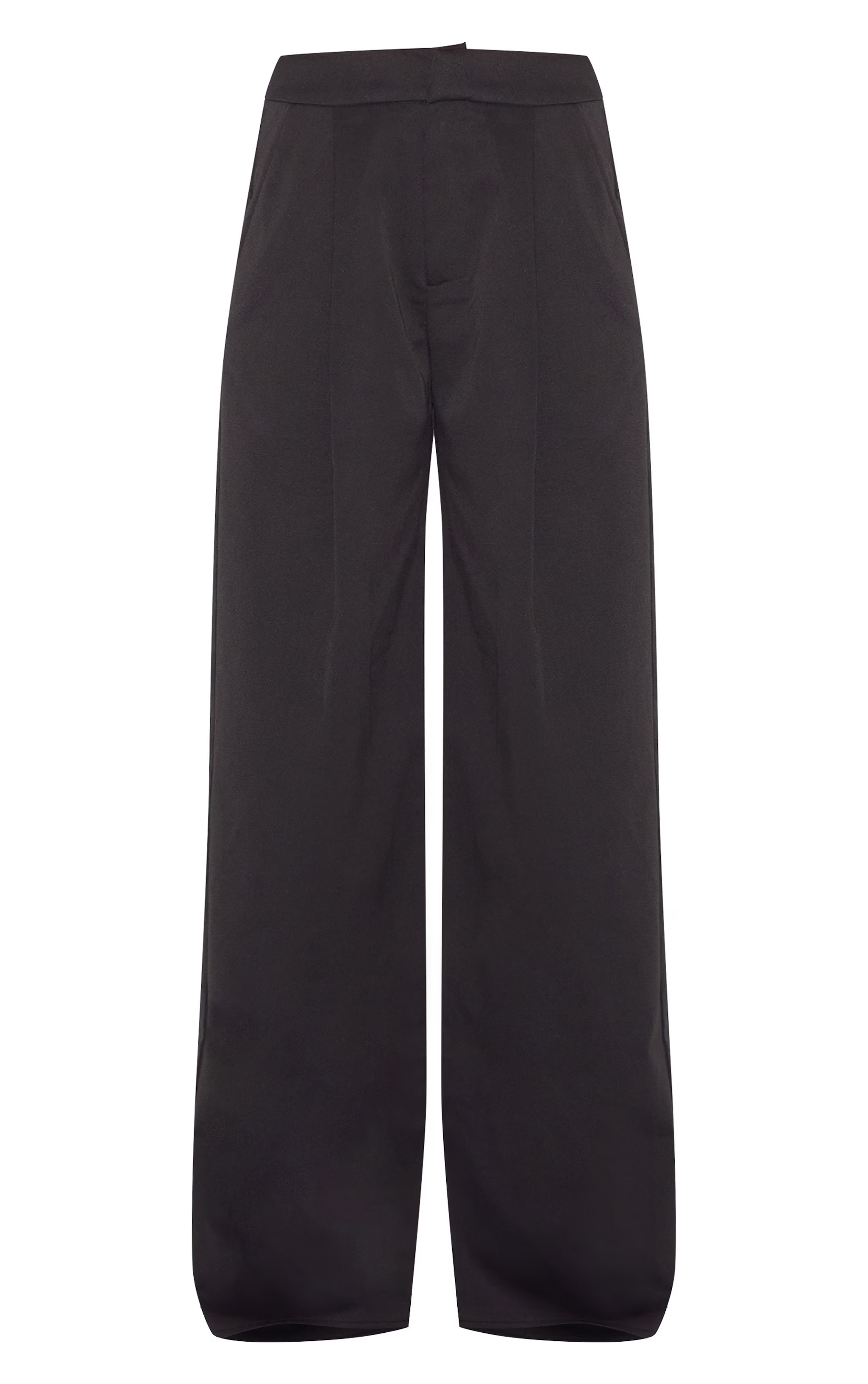 Black Premium Woven Tailored Wide Leg Pleated Trousers | PrettyLittleThing UK