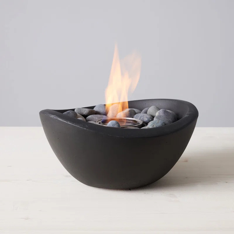 TerraFlame Wave Concrete Table Top Gel Fuel Fire Bowl - Indoor and Outdoor Use | Wayfair North America