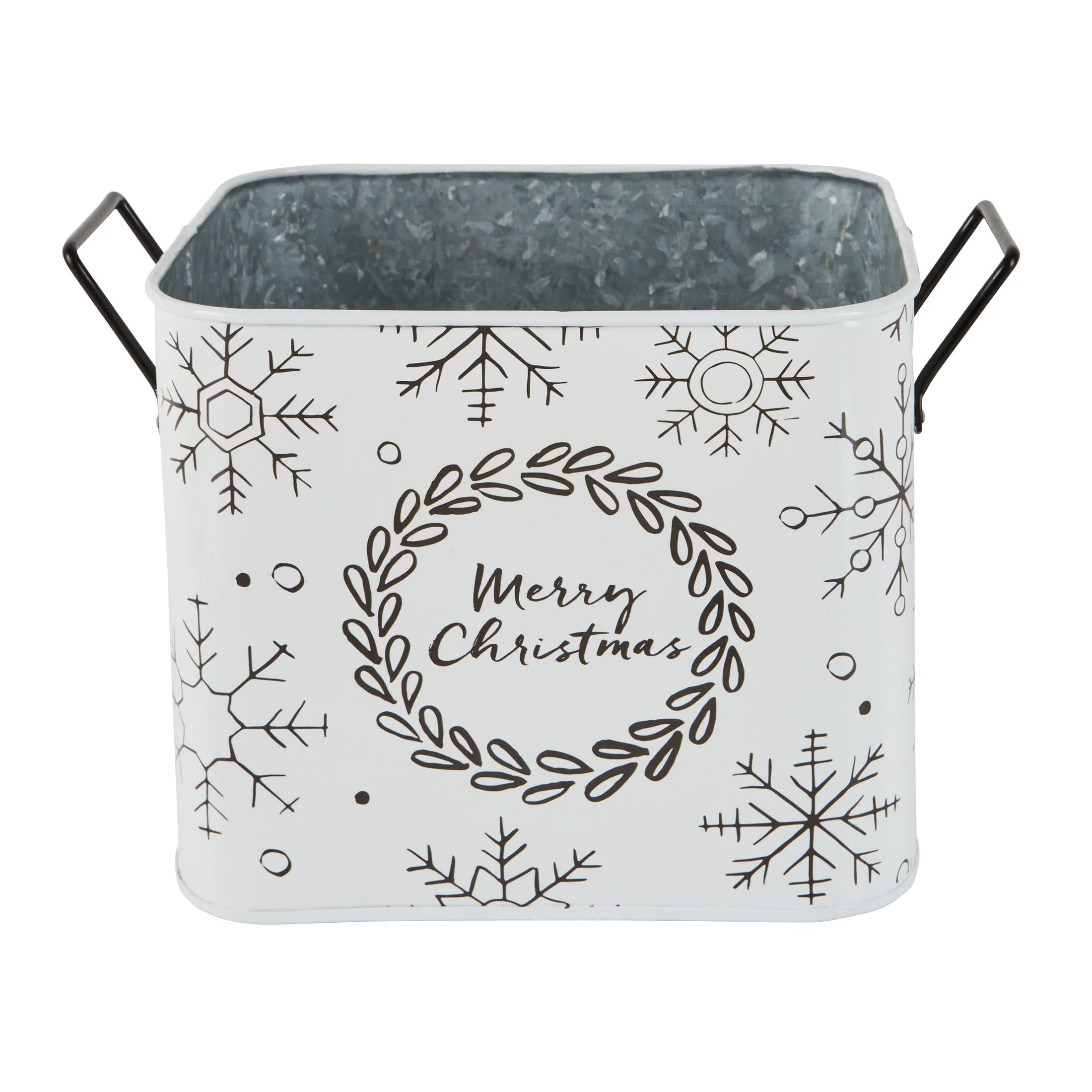 Holiday Time Black and White Metal Basket, 12.75" – Snowflakes - Walmart.com | Walmart (US)