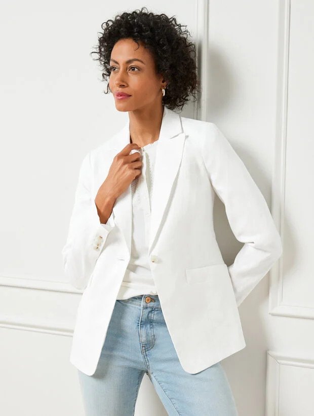 Linen Blazer - White | Talbots